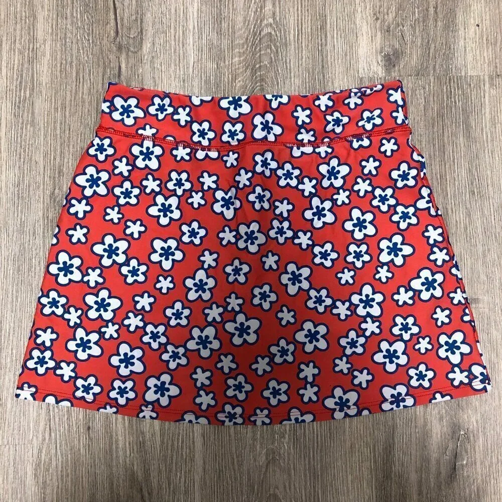 Spunkwear USA Skort Skirt Women's Size XS Red Blue Floral UPF50+ Golf Tennis
